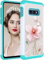 Gekleurde tekening patroon PC + TPU beschermhoes voor Galaxy S10 E (Pearl Flower)