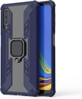 Iron Warrior schokbestendige pc + TPU beschermhoes voor Galaxy A7 (2018), met ringhouder (blauw)