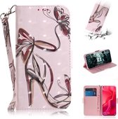 3D Schilderen Patroon Gekleurde Tekening Horizontale Flip Leren Case met Houder & Kaartsleuven & Portemonnee Voor Huawei nova 4 (Vlinder Hoge Hakken)