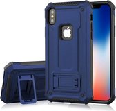 Voor iPhone X / XS Ultradunne, schokbestendige TPU + pc-beschermende achterkant van de behuizing met houder (blauw)