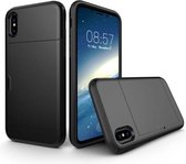 Voor iPhone X / XS TPU + pc Dropproof beschermende achterkant van de behuizing met kaartsleuf (zwart)