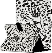 Voor 10 inch universele tablet-pc 3D-patroon horizontale flip lederen tas met kaartsleuven en houder (gele luipaardkop)