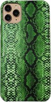 Voor iPhone 11 Pro Max Snake Skin-patroon PU + PVC-materiaal Schokbestendig Mobiele beschermhoes (grascyaan)