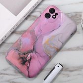 Voor iPhone 11 aquarel marmerpatroon IMD TPU mobiele telefoonhoes (roze)