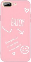 Voor iPhone 8 Plus / 7 Plus Geniet van Emoticon Hartvormig Patroon Kleurrijk Frosted TPU Telefoon Beschermhoes (Roze)