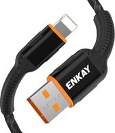 ENKAY ENK-CB203 Doekweefgaren USB naar 8-pins oplaadkabel voor gegevensoverdracht (zwart)