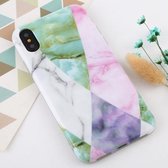 Voor iPhone X / XS TPU-beschermhoes met marmerpatroon (paarse textuur)