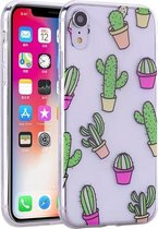 Gekleurde tekening patroon zeer transparant TPU beschermhoes voor iPhone X / XS (Cactus)