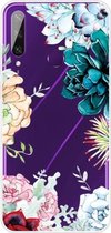 Voor Huawei Y6p (2020) Gekleurd tekeningpatroon Zeer transparant TPU beschermhoes (Gem Flower)