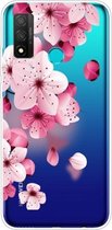 Voor Huawei P Smart 2020 gekleurd tekeningpatroon zeer transparant TPU beschermhoes (kersenbloesems)
