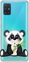 Voor Galaxy A31 schokbestendig geverfd transparant TPU beschermhoes (bamboe panda)