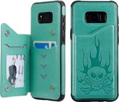 Voor Galaxy S8 + Skull Head Embossing Pattern Schokbestendige beschermhoes met houder & kaartsleuven & portemonnee (groen)