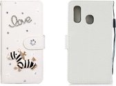 Voor Galaxy A20E horizontale flip effen kleur strass lederen tas met kaartsleuf & portemonnee & houder (Trojaans)