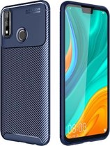 Voor Huawei Y8s koolstofvezel textuur schokbestendig TPU-hoesje (blauw)