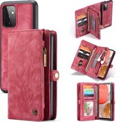 Voor Samsung Galaxy A72 5G CaseMe Afneembare multifunctionele horizontale flip lederen tas, met kaartsleuf & houder & rits portemonnee & fotolijst (rood)