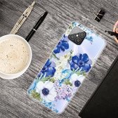 Voor Huawei Nova 8 SE gekleurde tekening Clear TPU beschermhoesjes (blauw witte rozen)