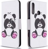 Voor Huawei Y6P Gekleurde tekening patroon Horizontale Flip lederen tas met houder & kaartsleuven & portemonnee (Panda)