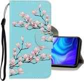 Voor Huawei P smart 2020 3D Gekleurde Tekening Horizontale Flip PU Lederen Case met Houder & Kaartsleuven & Portemonnee (Magnolia)