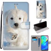 Voor Motorola Moto G Power (2020) Gekleurde tekening Cross Texture Horizontale Flip PU lederen tas met houder & kaartsleuven & portemonnee & lanyard (Snow Puppy)