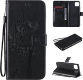 Voor OPPO Realme C11 Boom & Kat Reliëfpatroon Horizontale Flip Leren Case met Houder & Kaartsleuven & Portemonnee & Lanyard (Zwart)