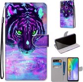 Voor Huawei Y6p Gekleurde Tekening Cross Textuur Horizontale Flip PU Lederen Case met Houder & Kaartsleuven & Portemonnee & Lanyard (Tijger Drinkwater)