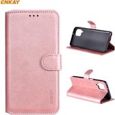 Voor Samsung Galaxy A12 5G ENKAY Hat-Prince horizontale flip PU lederen tas met houder & kaartsleuven en portemonnee (roze)