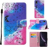 Voor iPhone XR Cross Textuur Schilderen Patroon Horizontale Flip Leren Case met Houder & Kaartsleuven & Portemonnee & Lanyard (Love Universe)