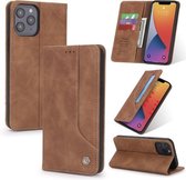 Voor iPhone 12/12 Pro POLA 008-serie Retro magnetische horizontale flip lederen tas met houder en kaartsleuven (bruin)