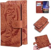 Voor Nokia 2.2 Tiger Embossing Pattern Horizontale Flip Leather Case met houder & kaartsleuven & portemonnee (bruin)