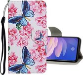 Voor Vivo V17 / V19 (versie voor India) Gekleurd tekeningpatroon Horizontale flip lederen tas met houder & kaartsleuven en portemonnee (Dragonfly Flower)