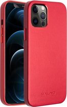 QIALINO schokbestendige koeienhuid lederen beschermhoes voor iPhone 12 Pro Max (rood)