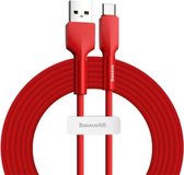 Baseus CATGJ-A09 2A USB naar USB-C / Type-C opladen + datatransmissie Siliconen datakabel, lengte: 2m (rood)