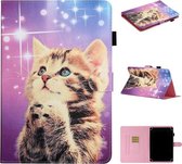 Voor 10 inch Universele Tablet PC Gekleurde Tekening Patroon Horizontale Flip PU Lederen Case met Houder & Card Slot (Starry Cat)