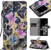Voor Galaxy S20 Ultra 3D schilderij horizontale flip lederen tas met houder & kaartsleuf & lanyard (roze vlinders)