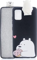 Voor Galaxy A91 Cartoon schokbestendige TPU beschermhoes met houder (grote witte beer)