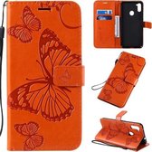 Voor Samsung Galaxy A11 3D vlinders reliëf patroon horizontaal flip lederen tas met houder & kaartsleuf & portemonnee (oranje)