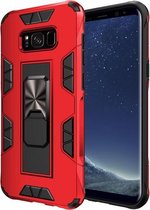 Voor Samsung Galaxy S8 Soldier Armor schokbestendig TPU + PC magnetische beschermhoes met houder (rood)