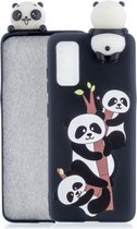 Voor Galaxy A91 schokbestendige Cartoon TPU beschermhoes (drie panda's)