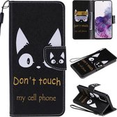 Voor Galaxy S20 + schilderij horizontale flip lederen tas met houder & kaartsleuf & lanyard (kattenoren)