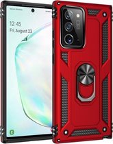 Voor Samsung Galaxy Note 20 5G schokbestendige TPU + pc-beschermhoes met 360 graden roterende houder (rood)