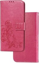 Voor Galaxy A71 5G Lucky Clover Pressed Flowers Pattern Leather Case met houder & kaartsleuven & portemonnee & draagriem (Rose)