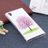 Voor Sony Xperia L1 Noctilucent Cherry Tree Pattern TPU Soft Back Case Beschermhoes