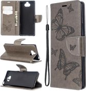 Voor Sony Xperia 20 Embossing Two Butterflies Pattern Horizontale Flip PU Leather Case met houder & kaartsleuf & portemonnee & lanyard (grijs)