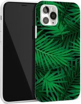 Glanzend plantpatroon TPU-beschermhoes voor iPhone 11 Pro Max (palmblad)