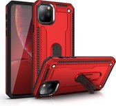 Voor iPhone 11 Pro Max schokbestendige pc + TPU beschermhoes met 360 graden roterende houder (rood)