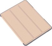 Voor iPad 9.7 Mutural YAXING-serie stoffen textuur PU + TPU lederen tas met 3-voudige houder & pennensleuf & slaap- en wekfunctie (goud)