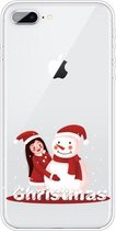 Christmas Series Clear TPU beschermhoes voor iPhone 8 Plus / 7 Plus (Girl Snowman)