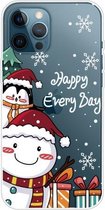 Christmas Series Clear TPU beschermhoes voor iPhone 12 Pro Max (Cute Penguin Snowman)