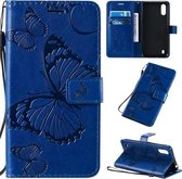 Voor Galaxy A01 3D vlinders reliëf patroon horizontaal flip lederen tas met houder & kaartsleuf & portemonnee & lanyard (blauw)