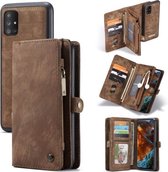 Voor Galaxy A51 4G CaseMe-008 Afneembare Multifunctionele Horizontale Flip Leren Case met Kaartsleuf & Houder & Rits Portemonnee & Fotolijst (Bruin)